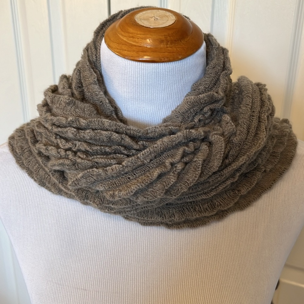 Taupe Ruffle Scarf - Picture 3 of 5